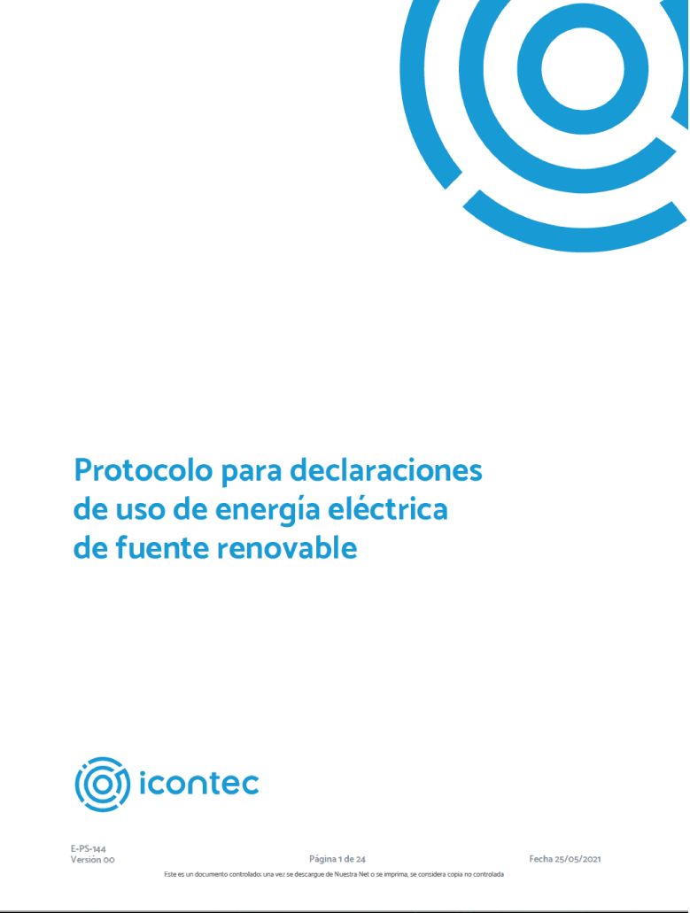 Protocolo para declaraciones de uso de energía eléctrica de fuente renovable