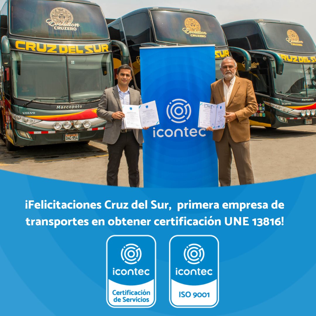 Certificación UNE 13816 para cruz del sur Perú