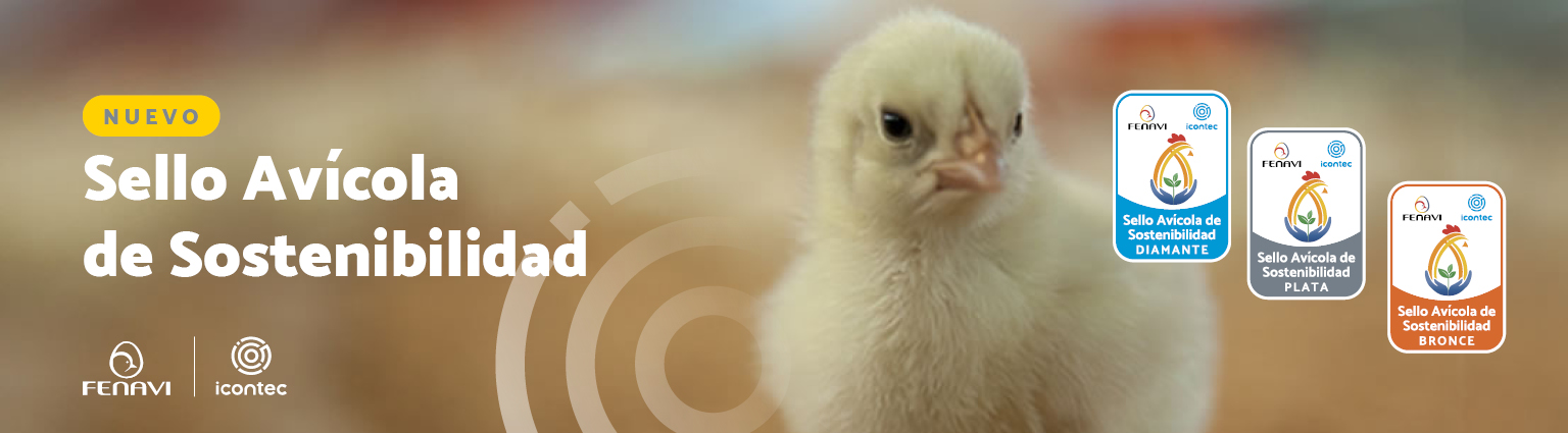 Banner imagen de Sello Avícola de Sostenibilidad, (un pollo con los nuevos logos de los sellos)