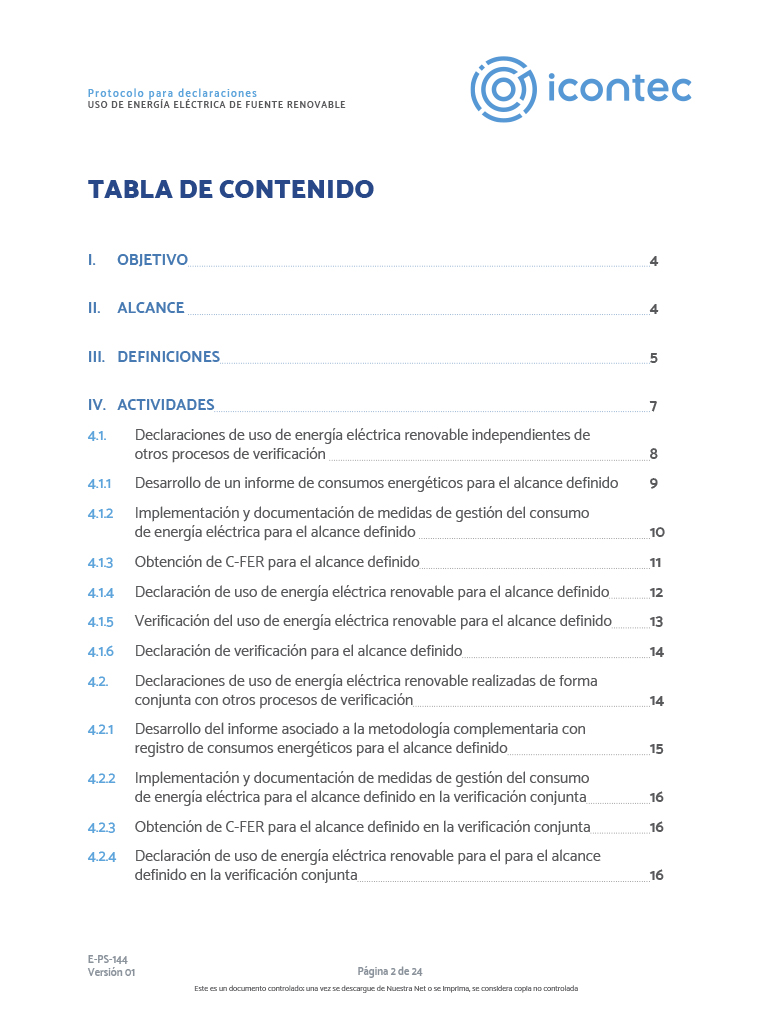 Protocolo uso de energía eléctrica