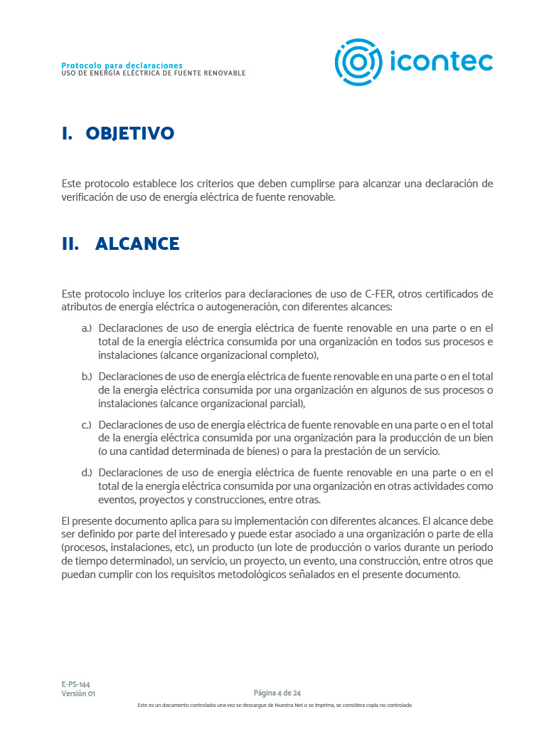 Protocolo para declaraciones de uso de energía eléctrica de fuente renovable